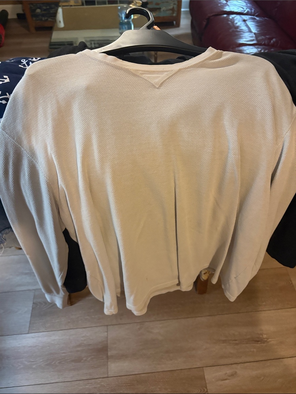Men's Long-Sleeve Waffle Knit Sweater - White